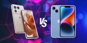 Montagem com o Edge 50 Ultra 'versus' o iPhone 15