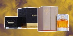 Montagem com os perfumes árabes The Myth e Sharaf Blend