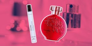 Montagem com frascos de dois dos perfumes femininos mais vendidos do Boticário em agosto