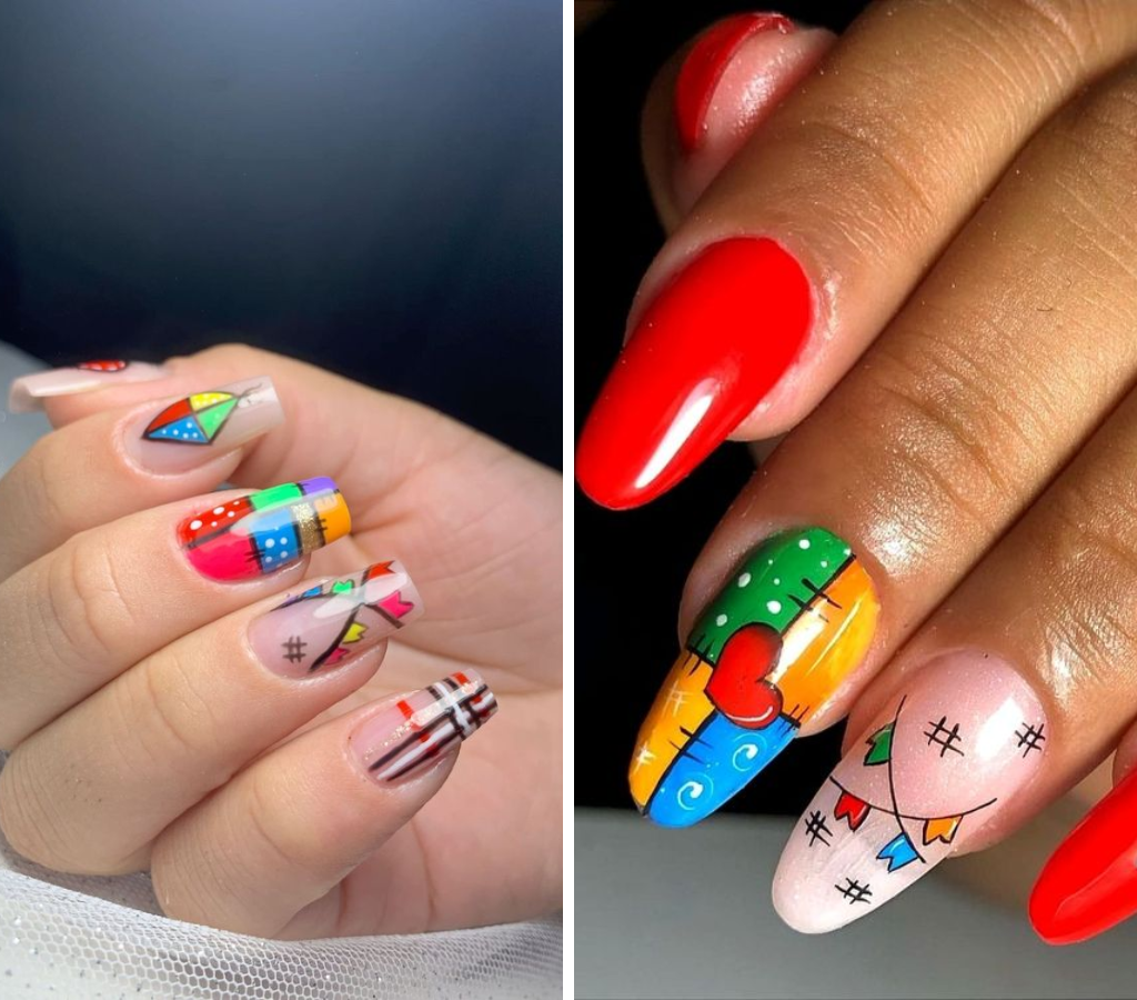 cores das unhas de festas juninas