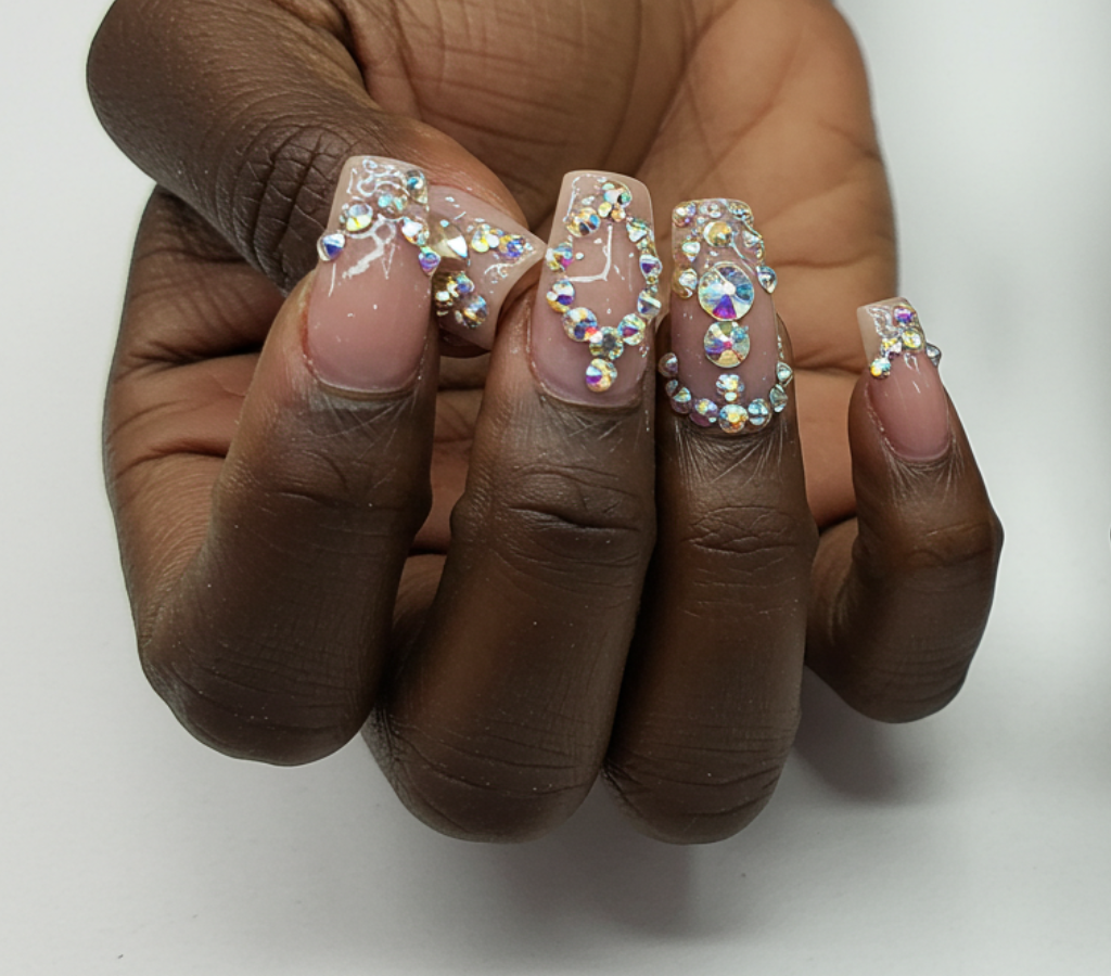pedrinhas de strass decoração da unha postiça